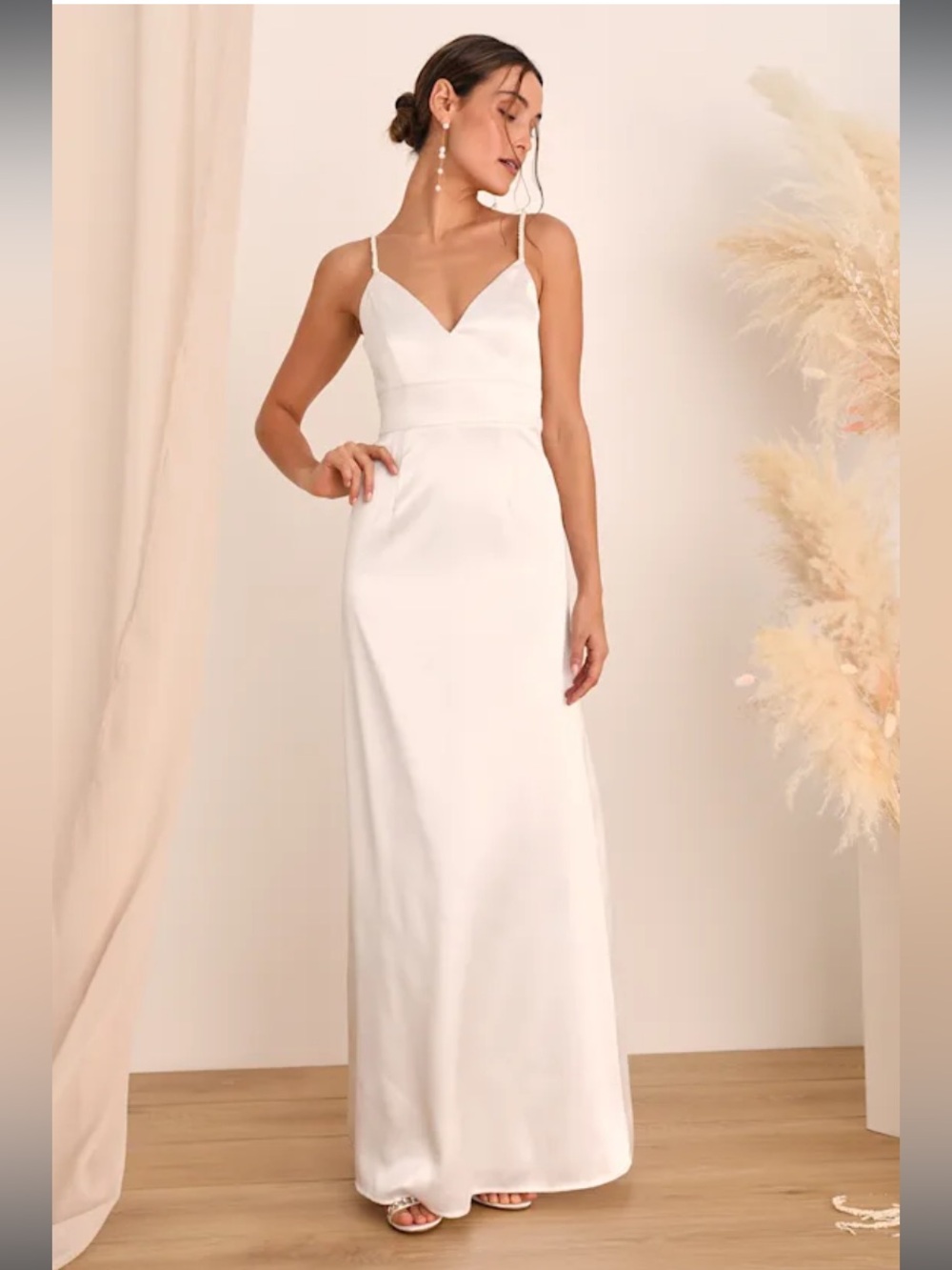 white cowl backless bridesmaid wedding dresse
  XL NWT